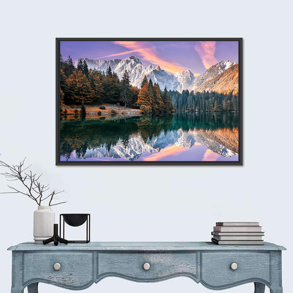 Fusine Lake at Dusk Wall Art in a room, landscape