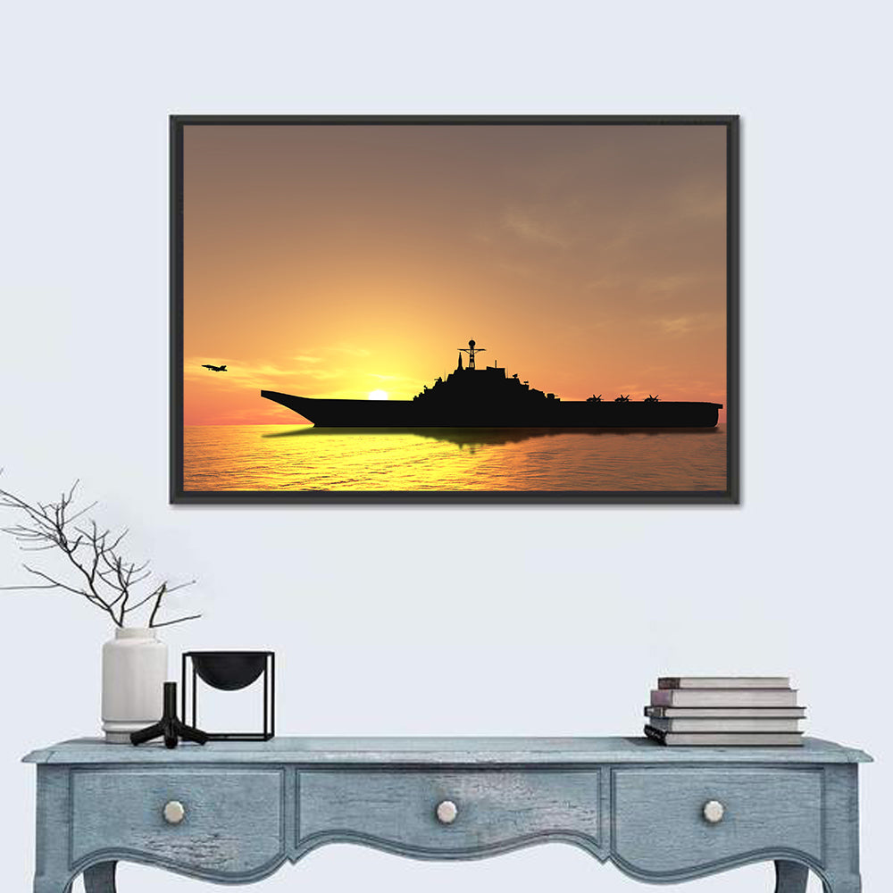Aircraft Carrier at Sunset Wall Art