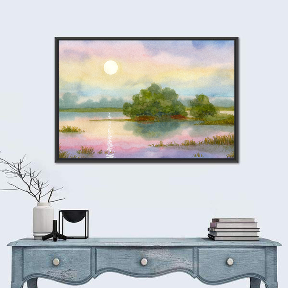 Golden Hour Sunrise Over Lake Wall Art