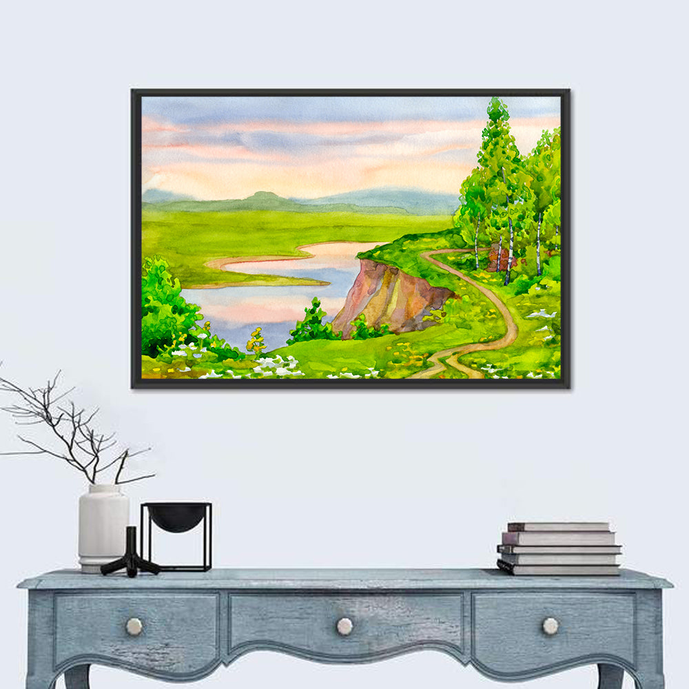 Bright Spring Foliage Wall Art in a room, landscape