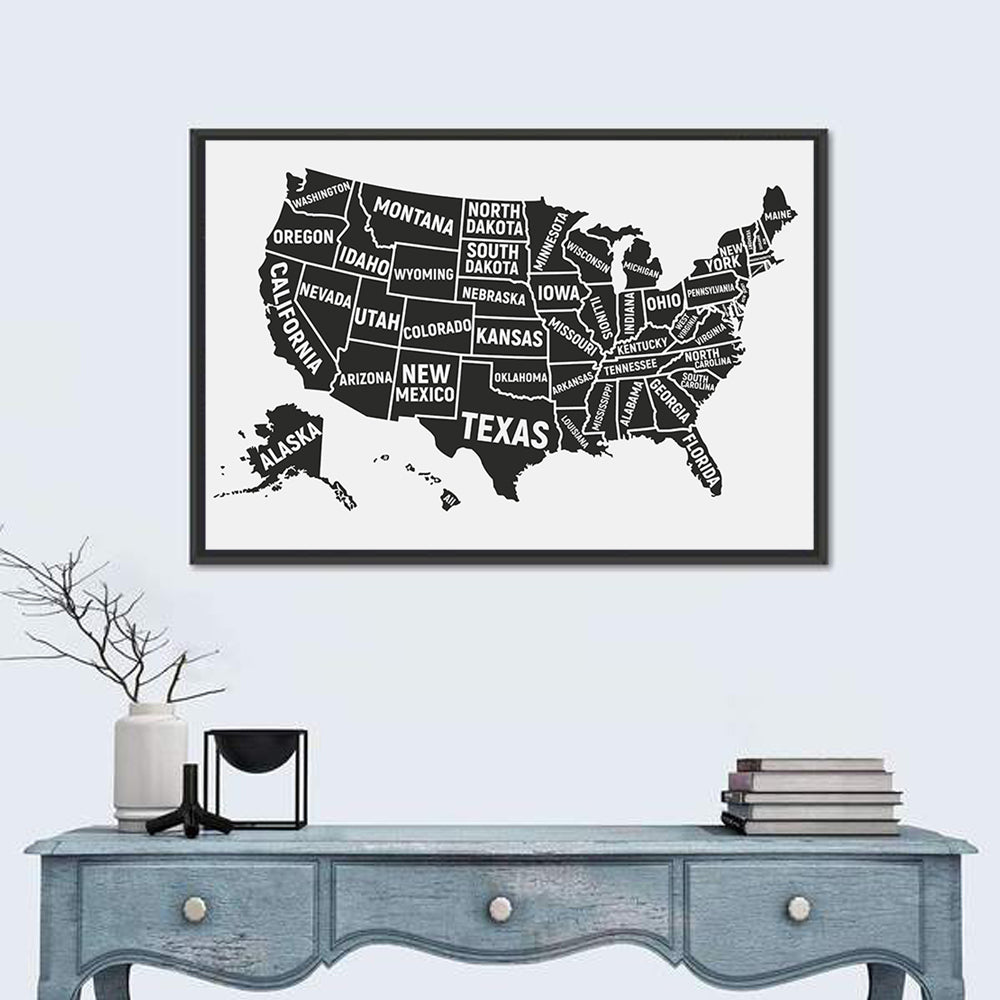 United States Map Silhouette Wall Art