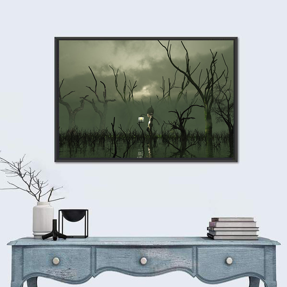 Will O the Wisp in Misty Swamp Wall Art