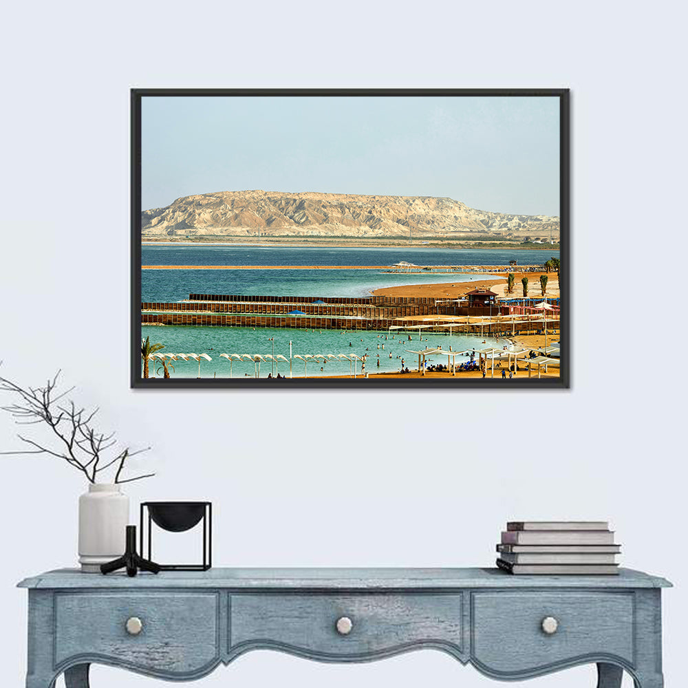 Dead Sea at Ein Bokek Wall Art in a room, landscape