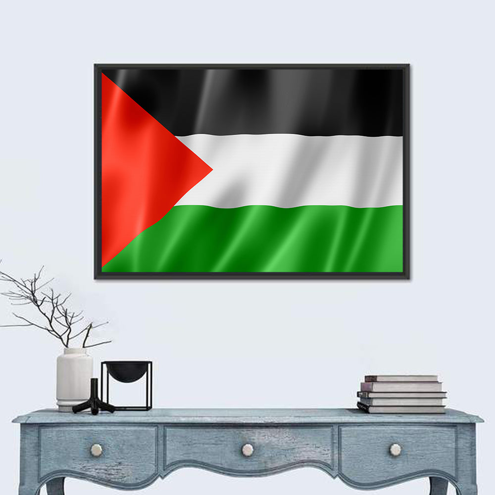 Palestine Flag Graphic Wall Art in a room, landscape