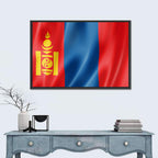 Mongolian Flag with Soyombo Emblem Wall Art