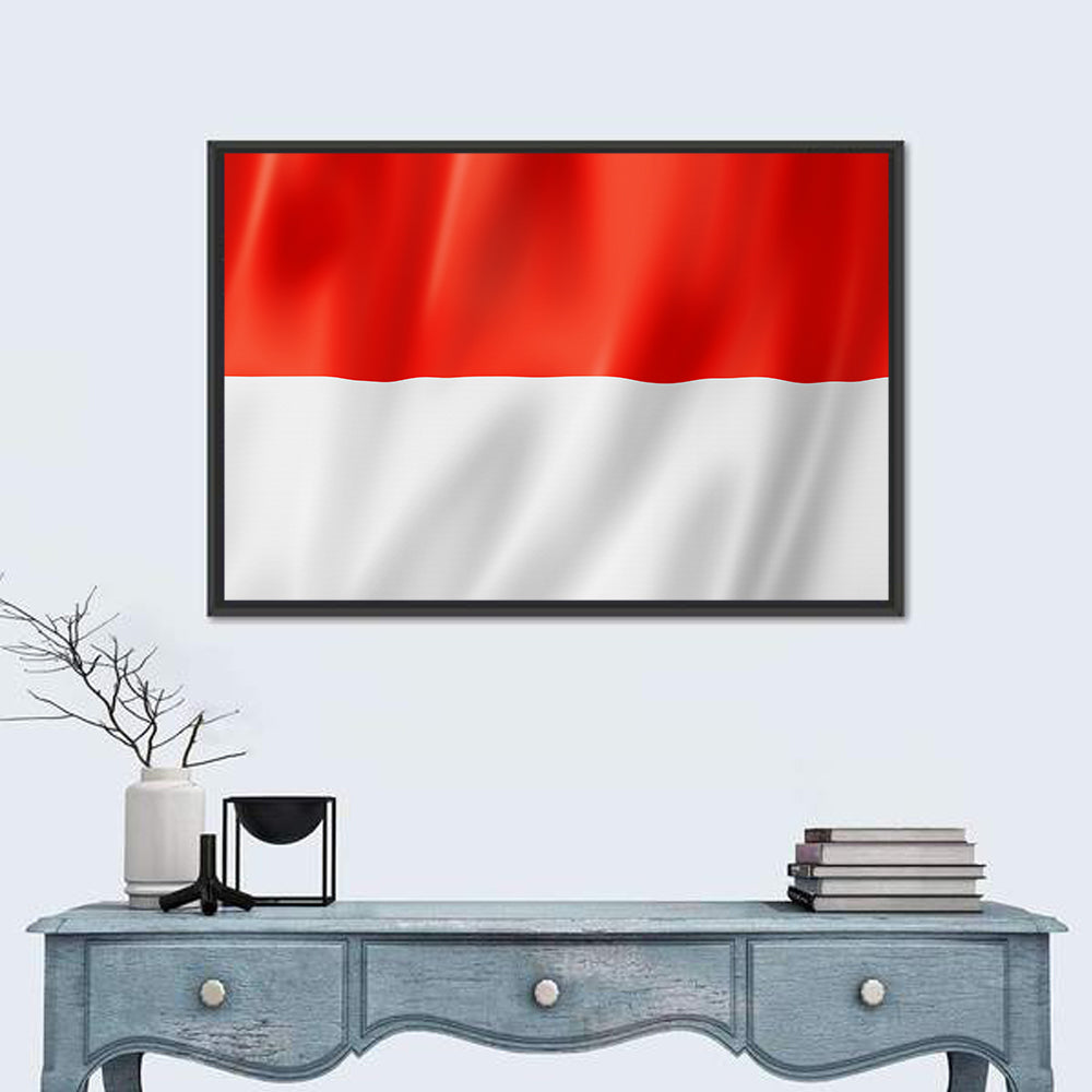Indonesian Flag Waving Red and White Wall Art