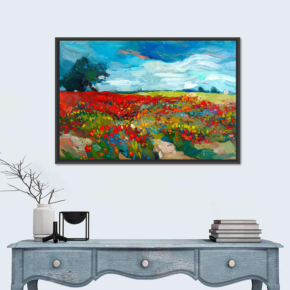 Impressionist Poppy Field Wall Art
