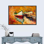 Boat at Jetty with Reflection Wall Art