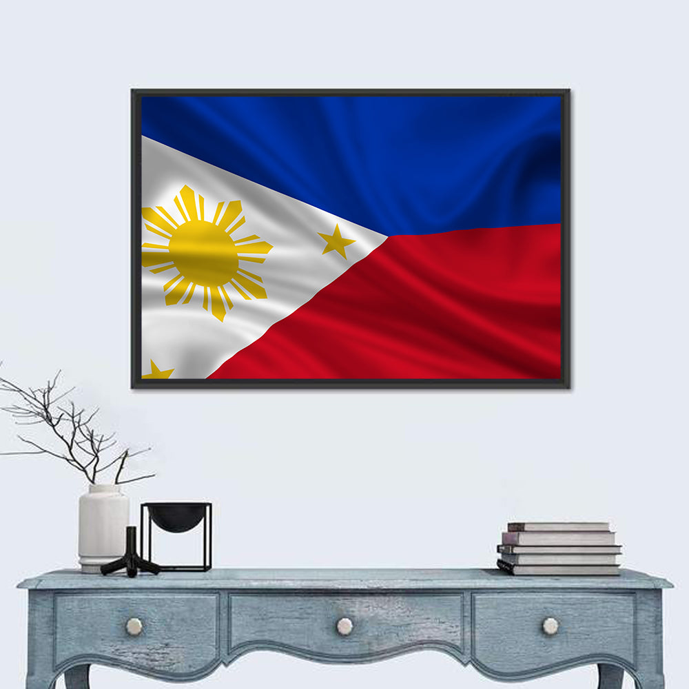 Philippine Flag with Stylized Sun Wall Art in a room, landscape