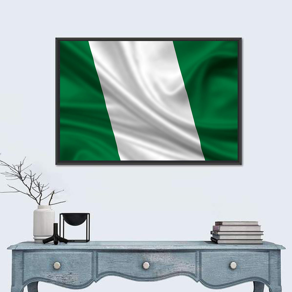 Nigerian Flag with Rippled Texture Wall Art in a room, landscape
