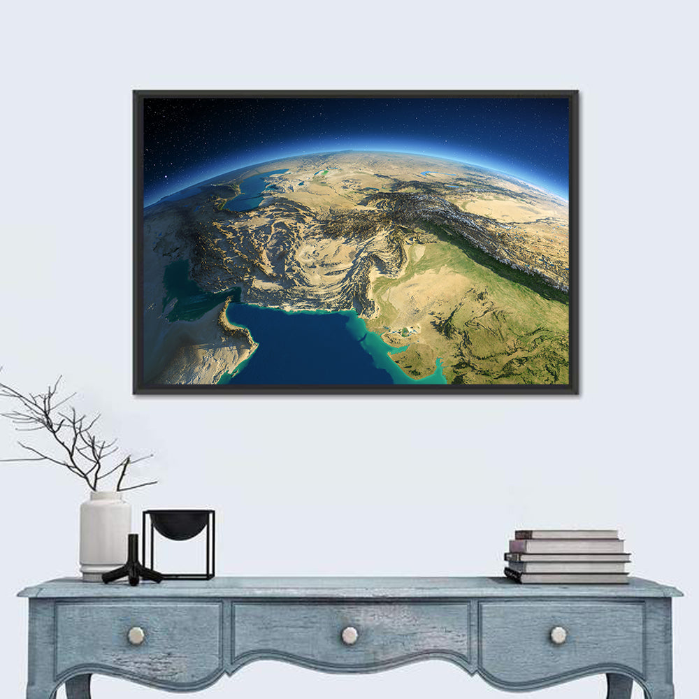 South Asia Topographic Map Wall Art in a room, landscape