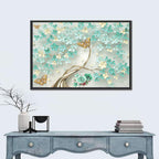 Teal and Gold Floral Abstraction Wall Art