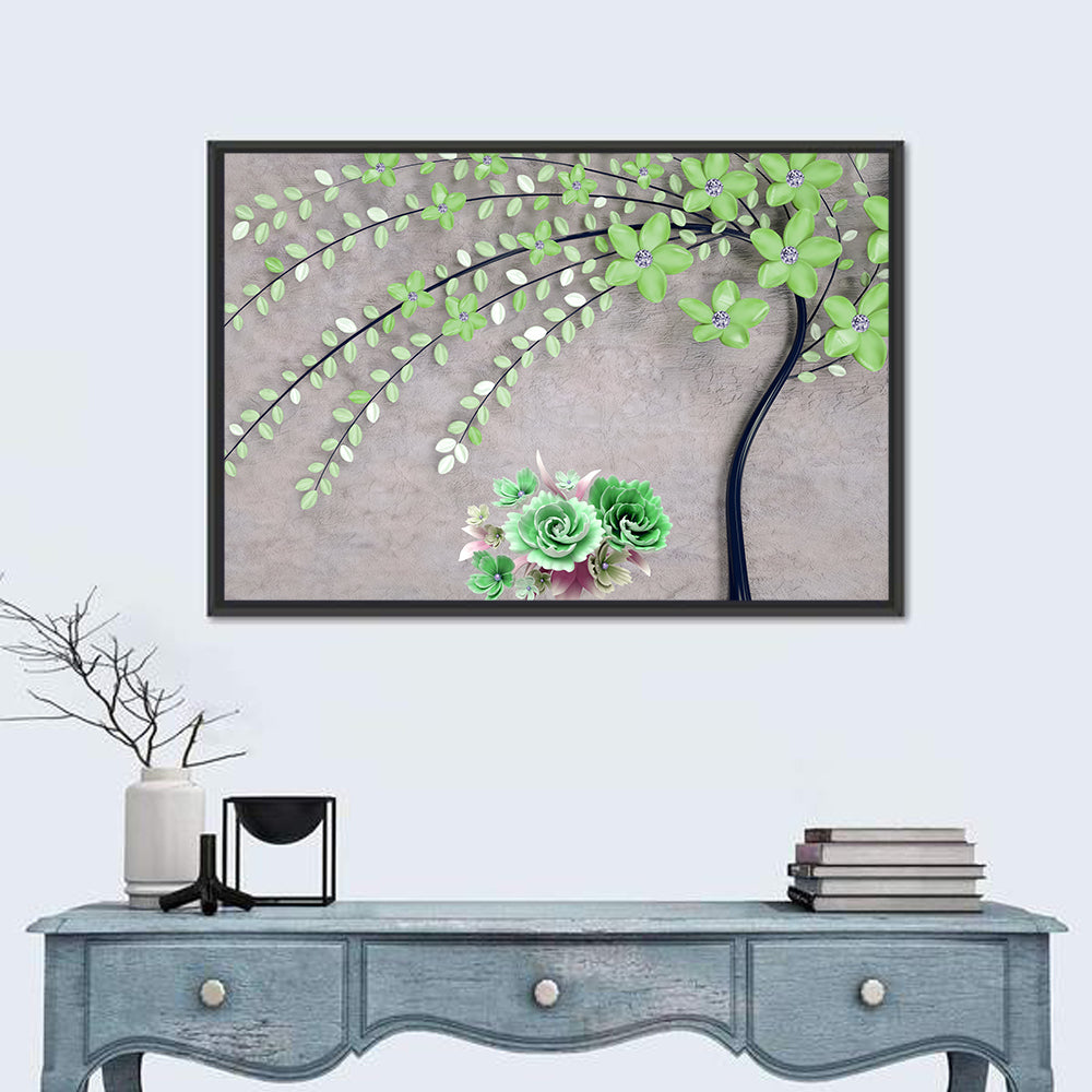 3d Flowering Branch Wall Art in a room, landscape