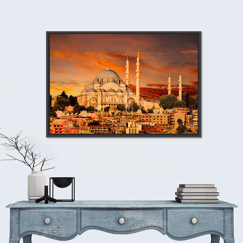 Suleymaniye Mosque at Dusk Wall Art in a room, landscape