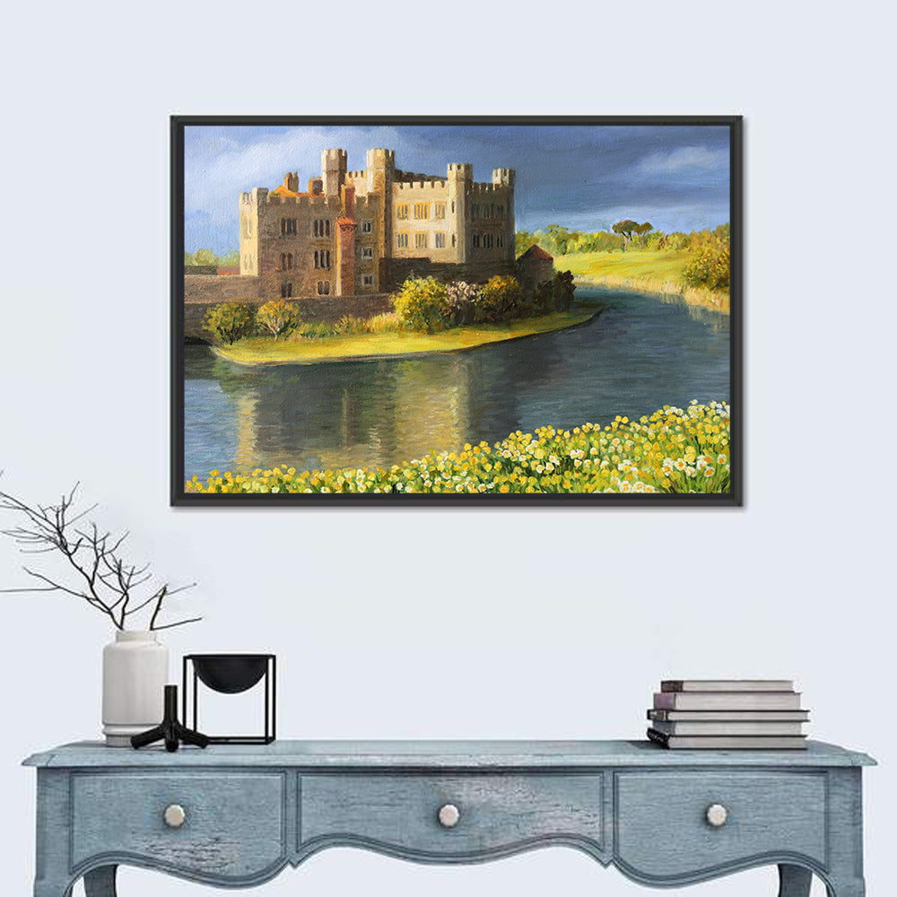 Castle Reflected Over Flower Meadow Wall Art