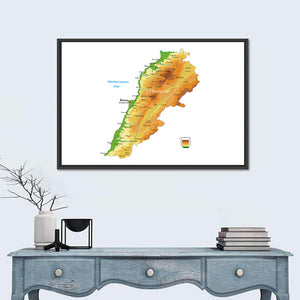 Lebanon Physical Map Wall Art