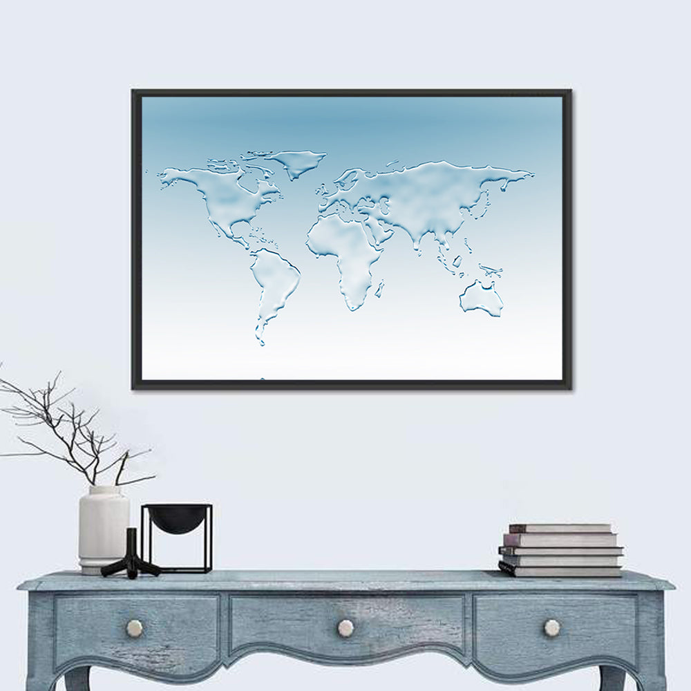 Embossed Water World Map Wall Art
