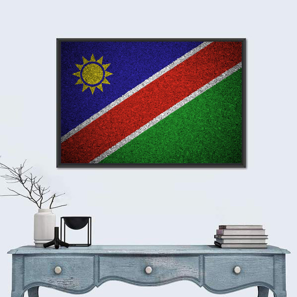 Namibian Flag Graphic Wall Art in a room, landscape