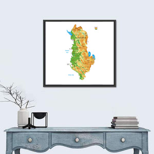 Albania Physical Map Wall Art