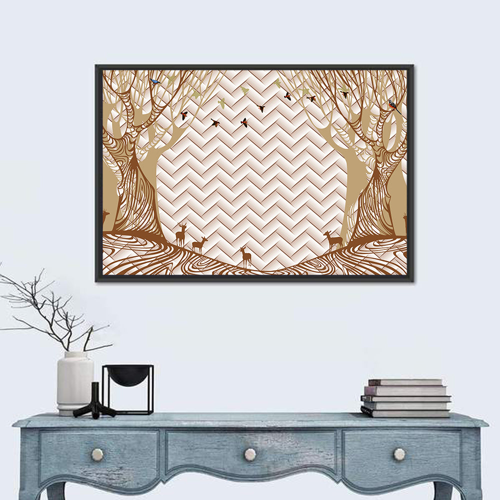 Marble Forest Silhouette Wall Art in a room, landscape