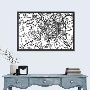 Milan City Map Wall Art