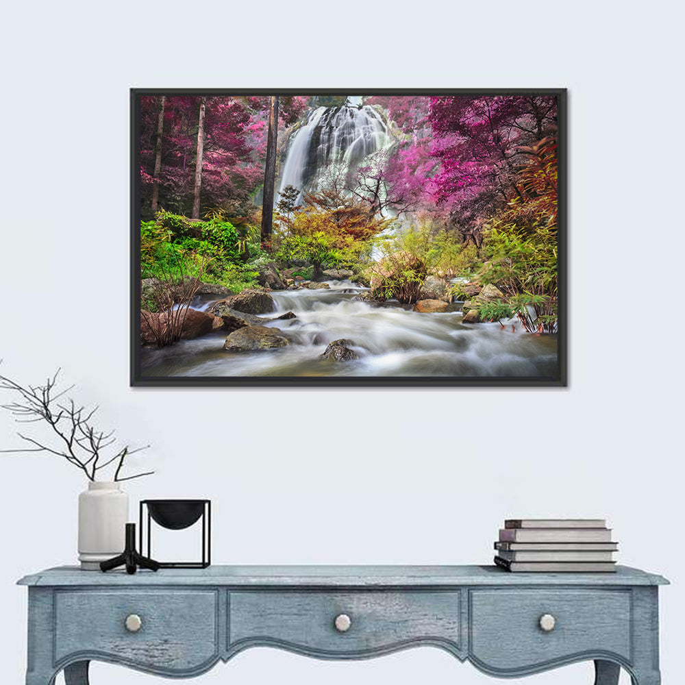 Klonglan Forest Waterfall, Thailand Wall Art in a room, landscape