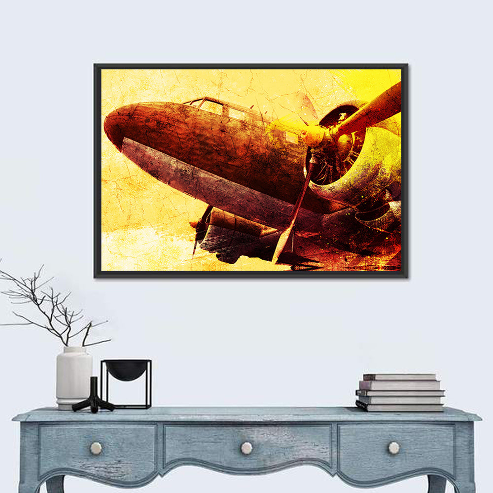 Grunge Military Propeller Plane Wall Art
