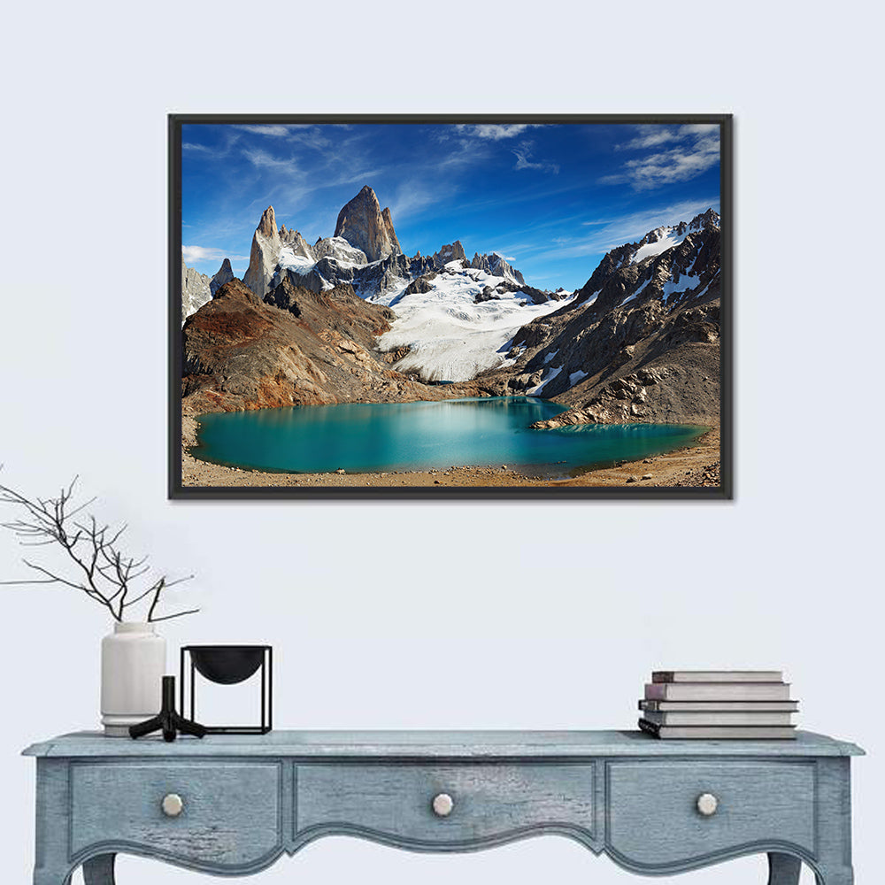Turquoise Laguna and Fitz Roy, Los Glaciares Wall Art in a room, landscape