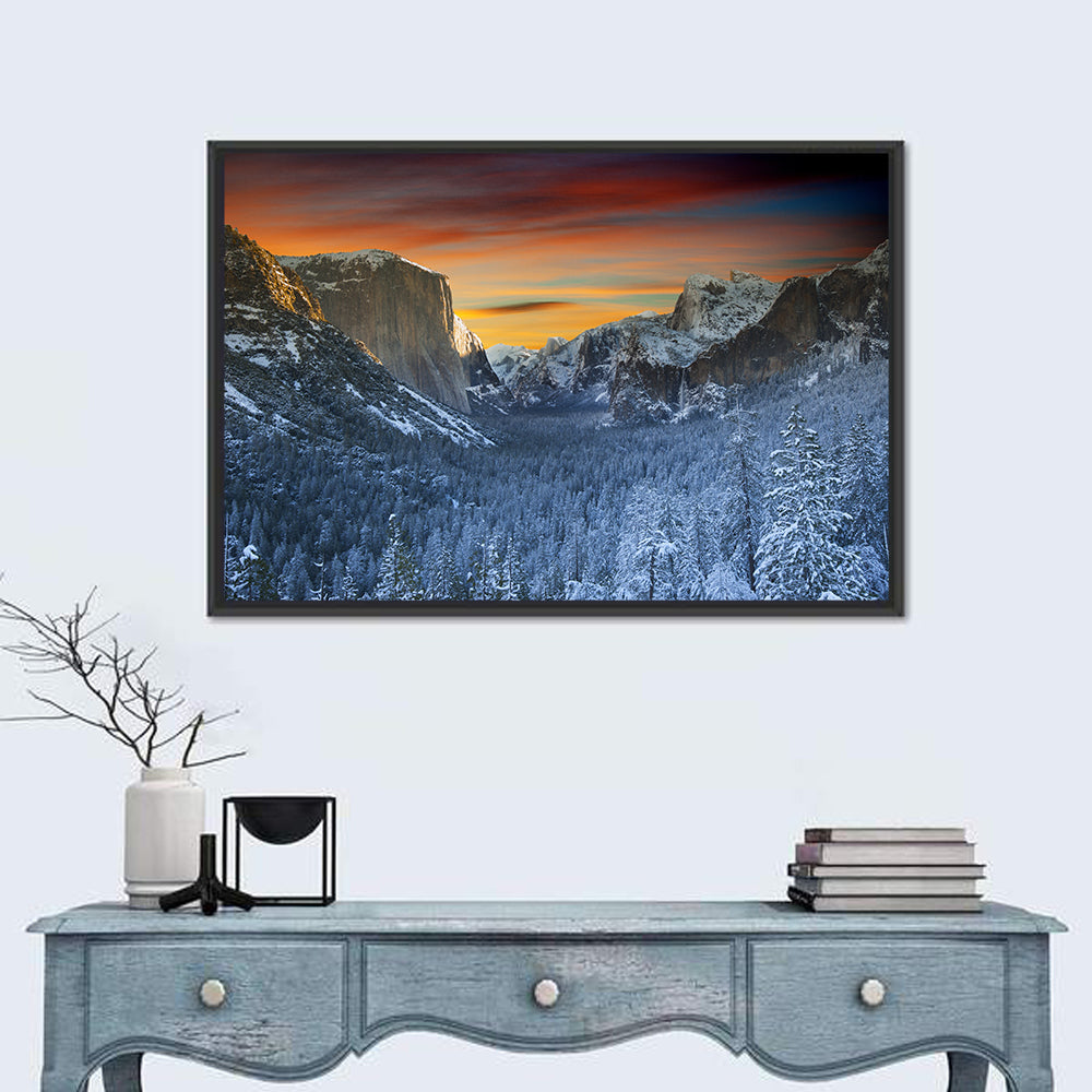 Yosemite Valley Winter Sunset Wall Art
