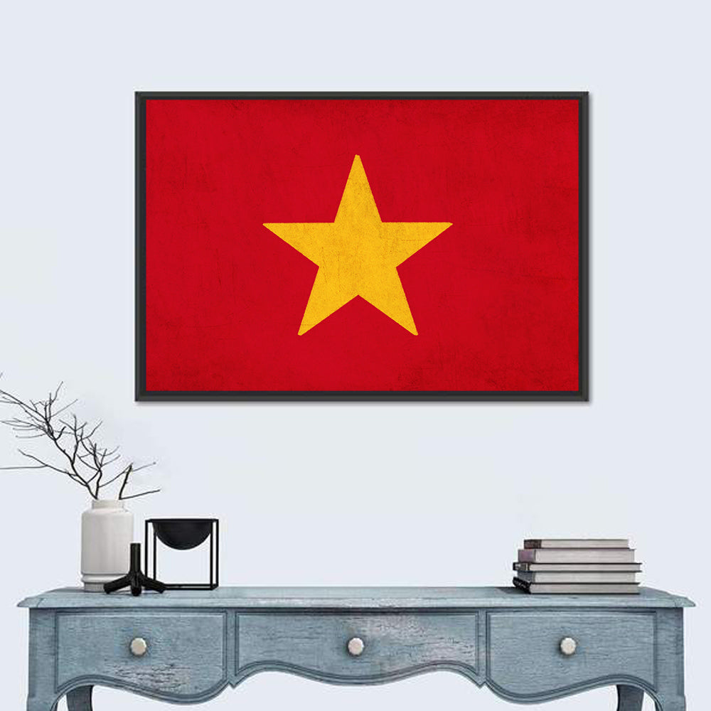 Vietnamese Flag Graphic Wall Art in a room, landscape