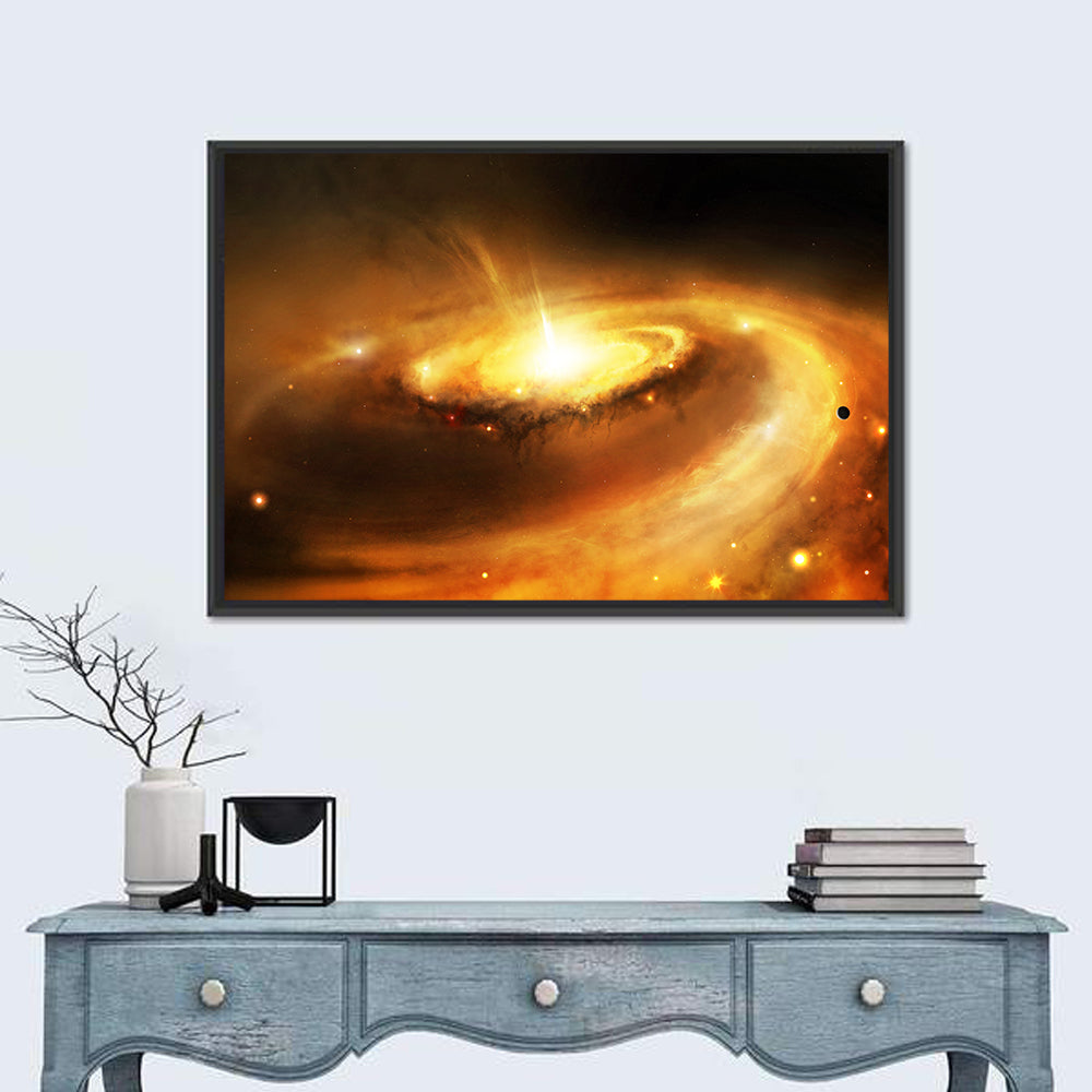 Galaxy Core with Golden Flare Wall Art