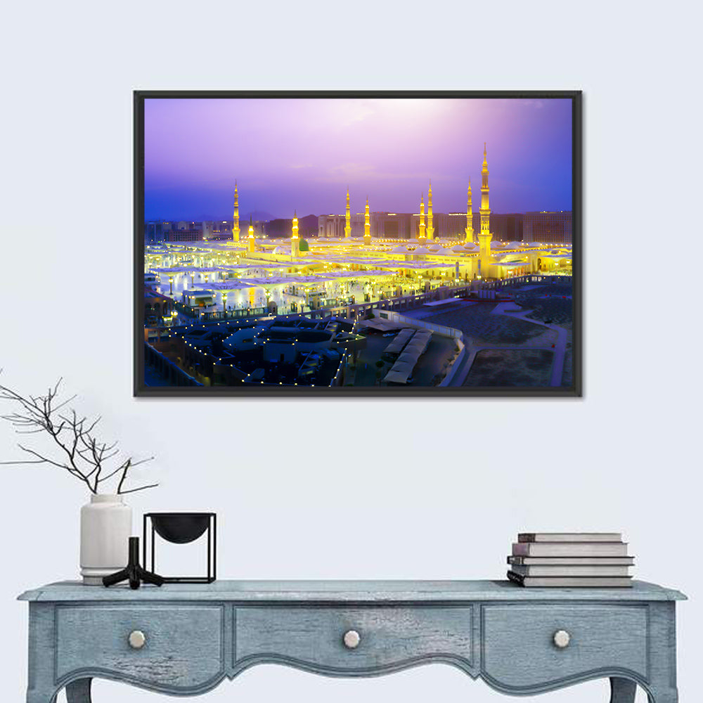 Al-masjid An-nabawi at Dusk Wall Art in a room, landscape