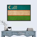 Uzbekistan Flag with Crescent and Stars Wall Art