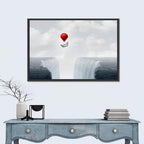 Paper Boat Suspended by Red Balloon Wall Art