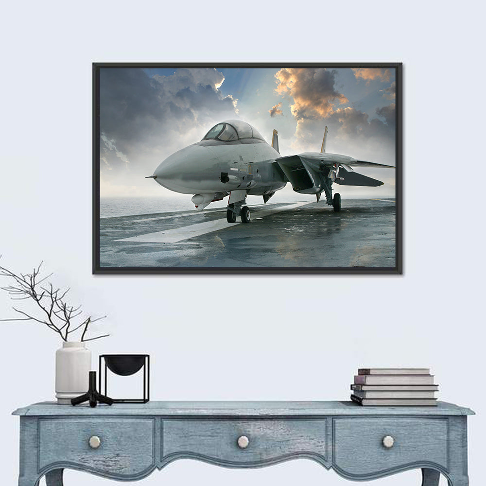 Swept-wing Jet on Flight Deck Wall Art in a room, landscape