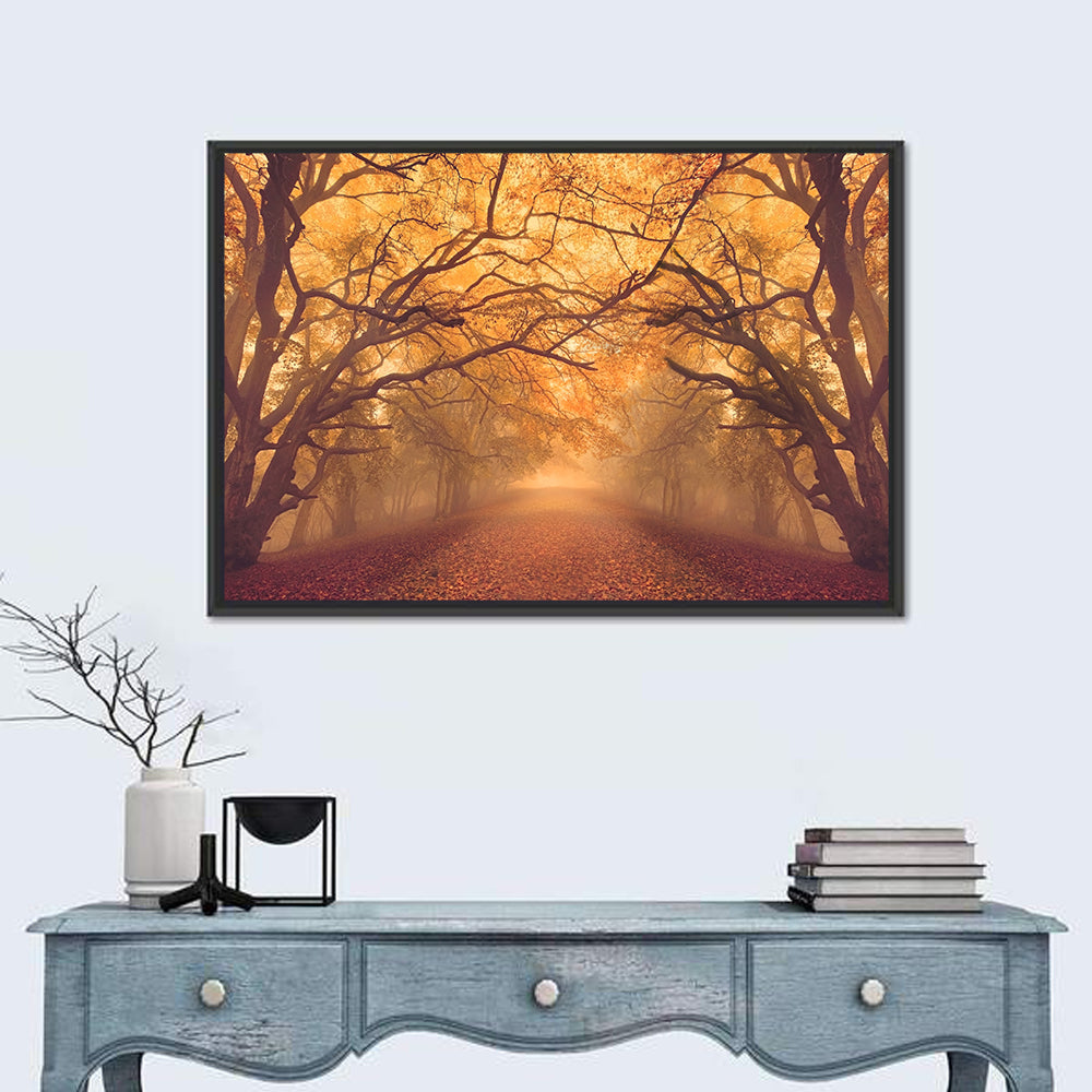 Golden Autumn Forest Path Wall Art