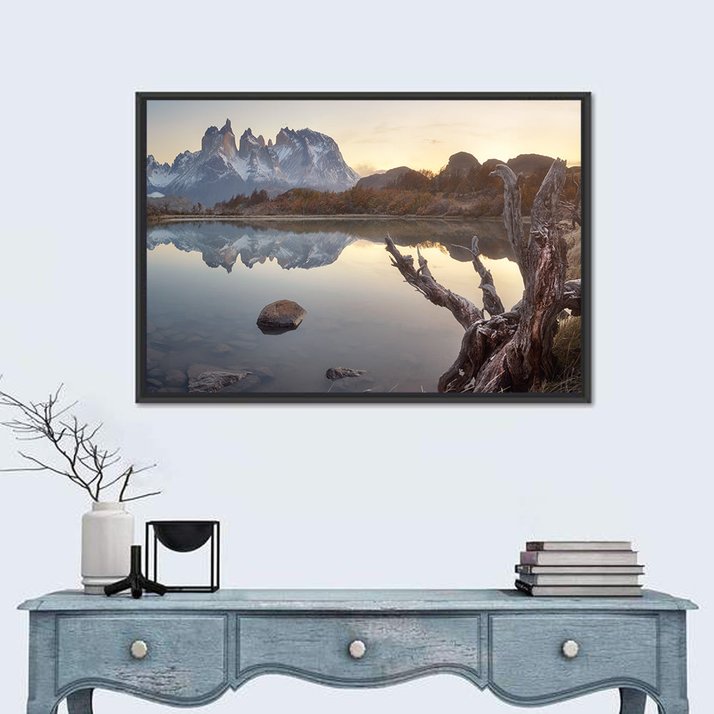Cuernos Peaks and Driftwood, Pehoe Lake Wall Art