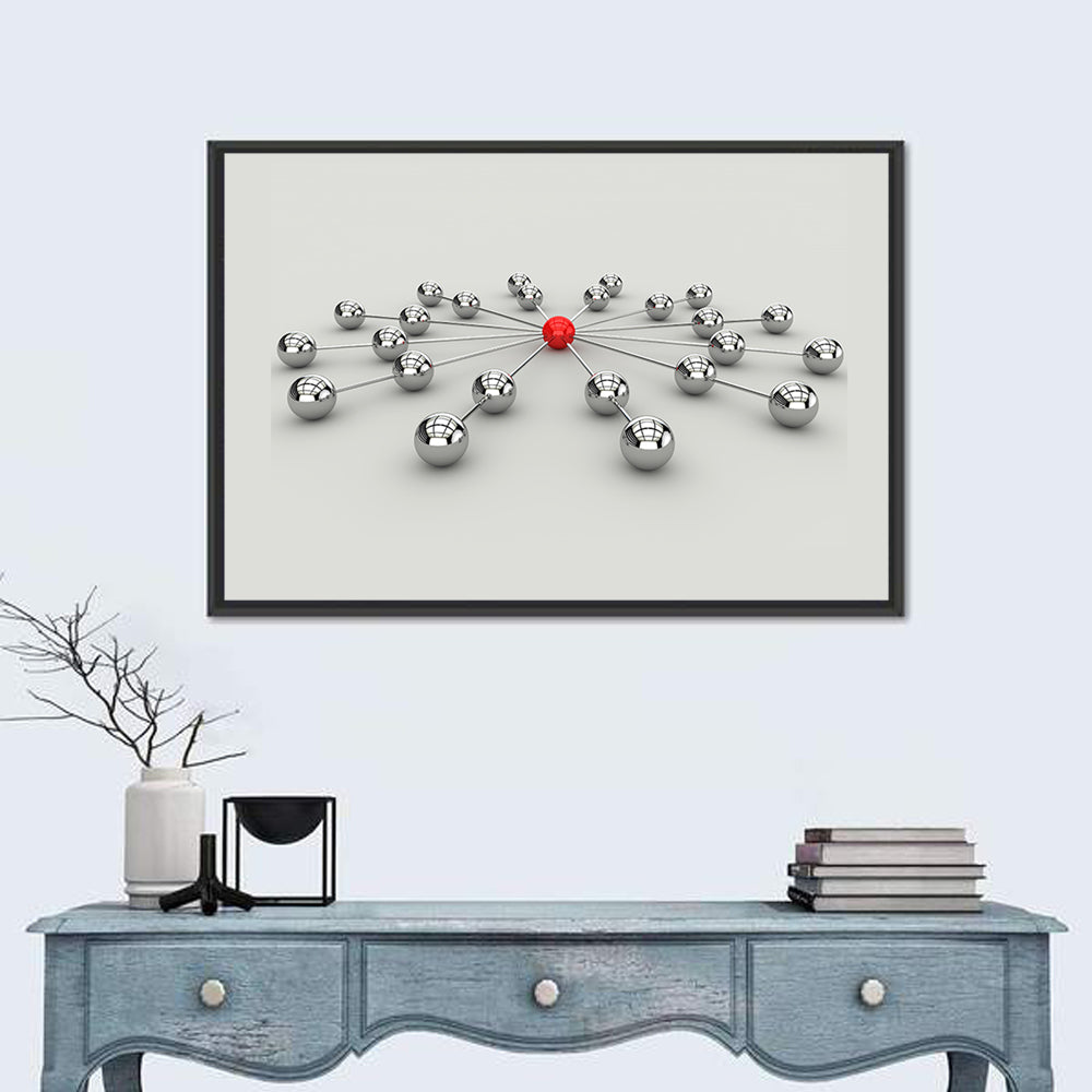 Radial Network with Red Hub Wall Art in a room, landscape