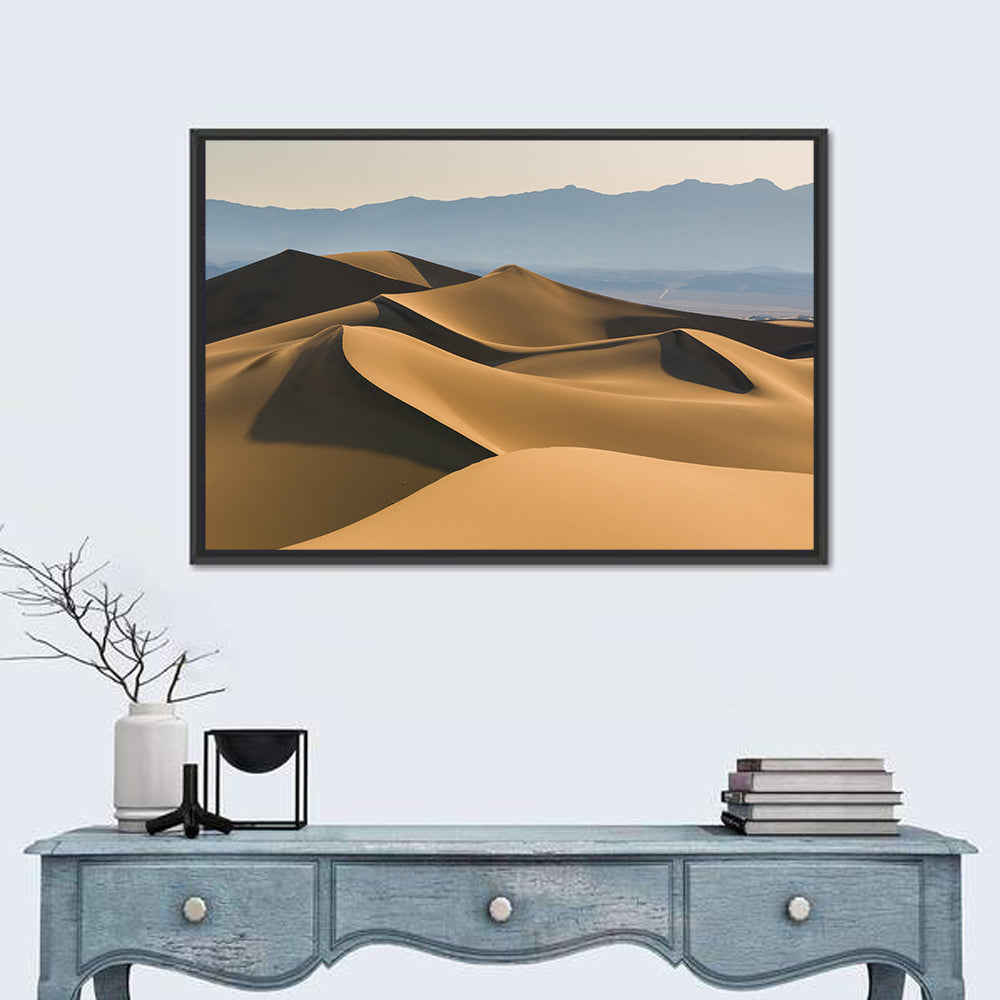 Death Valley Sand Dunes Wall Art in a room, landscape