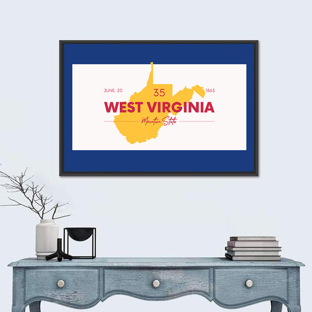 Golden West Virginia Map Wall Art