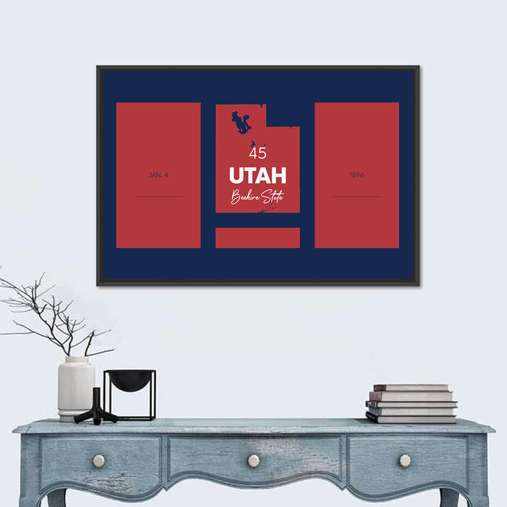 Utah State Map Graphic Wall Art in a room, landscape