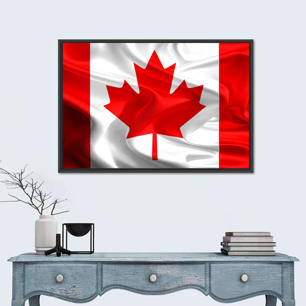 Waving Canadian Flag Wall Art in a room, landscape