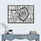 Bruges Street Grid Map Wall Art