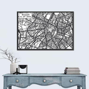 Brussels City Map Wall Art