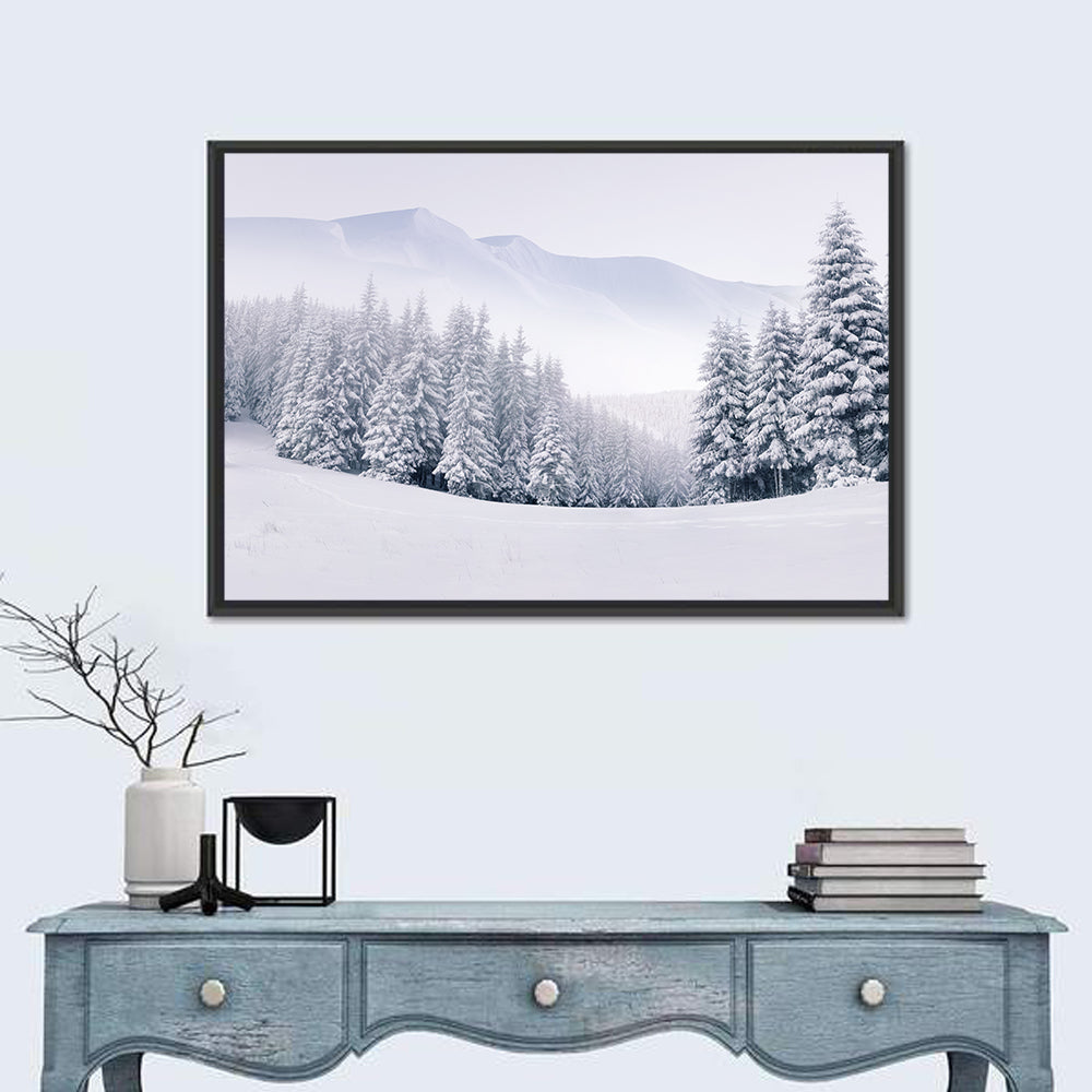 Foggy Winter Mountains Wall Art