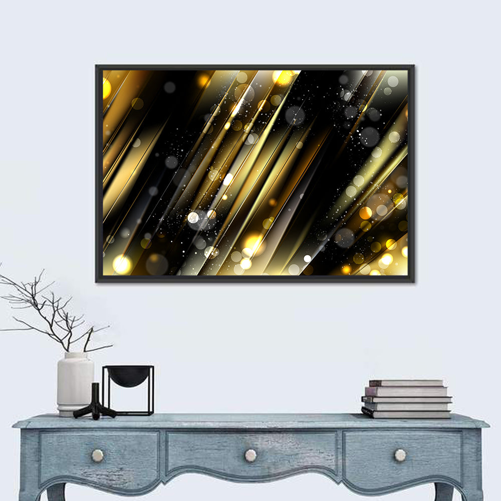 Black and Gold Diagonal Lights Wall Art