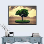 Circular Grass Oasis with Lone Tree Wall Art