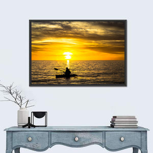 Fisherman In Ocean Sunset Wall Art