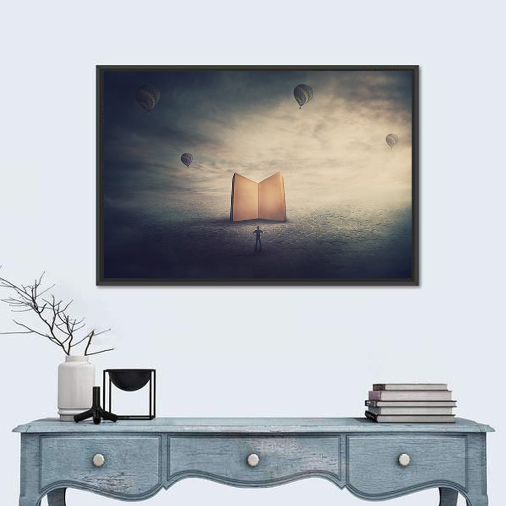 Knowledge and Wisdom Symbol Wall Art in a room, landscape