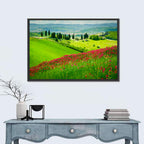 Tuscany Hill with Red Wildflowers Wall Art
